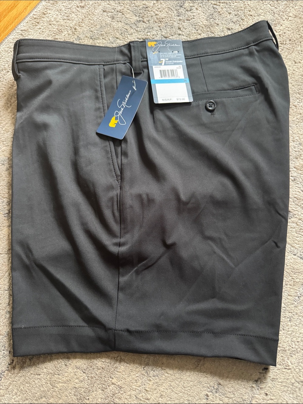 Jack Nicklaus Black Flat-Front Performance golf Shorts